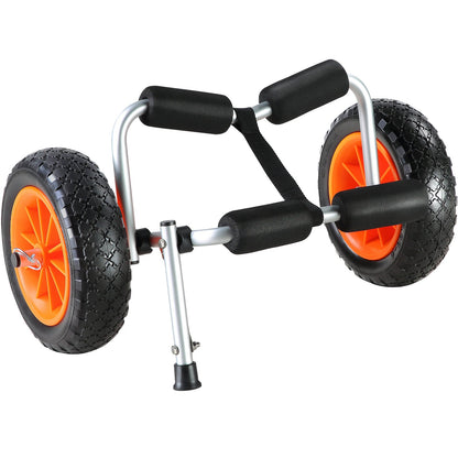 Heavy Duty Kayak Cart, 250lbs Load Capacity, Foldable Canoe Trolley Cart with 10'' Solid Tires, Non-Slip Support Feet &amp; Tie Down Straps, for Kayaks Canoes Paddleboards Float Mats Jon Boats