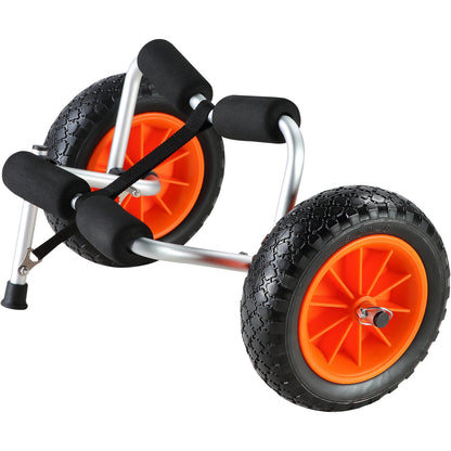 Heavy Duty Kayak Cart, 250lbs Load Capacity, Foldable Canoe Trolley Cart with 10'' Solid Tires, Non-Slip Support Feet &amp; Tie Down Straps, for Kayaks Canoes Paddleboards Float Mats Jon Boats