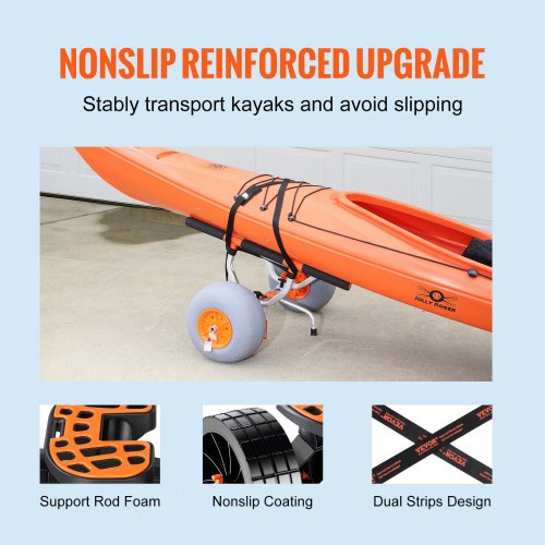 Heavy Duty Kayak Trailer, 350 lbs Load Capacity, Foldable Canoe Trailer with 12-inch Tires, Adjustable Carrier Width &amp; Non-Slip Support Feet, for Kayaks Canoes Paddleboards Float Mats Jon Boats | EU