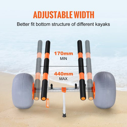 Heavy Duty Kayak Trailer, 350 lbs Load Capacity, Foldable Canoe Trailer with 12-inch Tires, Adjustable Carrier Width &amp; Non-Slip Support Feet, for Kayaks Canoes Paddleboards Float Mats Jon Boats | EU