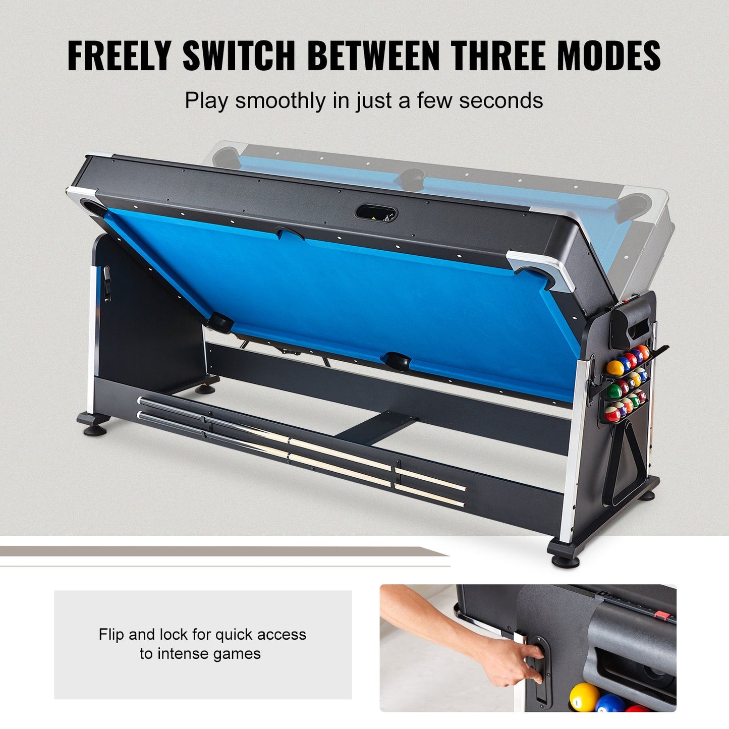 3-in-1 Rotating Swivel Multi Game Table Air Hockey Billiards Table Tennis