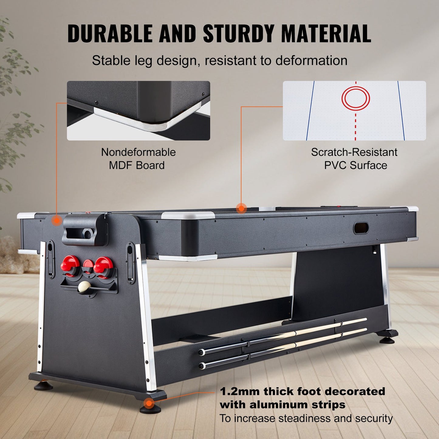 3-in-1 Rotating Swivel Multi Game Table Air Hockey Billiards Table Tennis