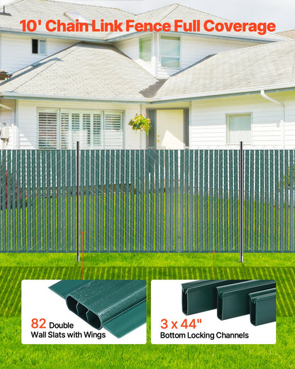 Chain Link Fence Privacy Slats Double Wall with Wings for 4' High Fence