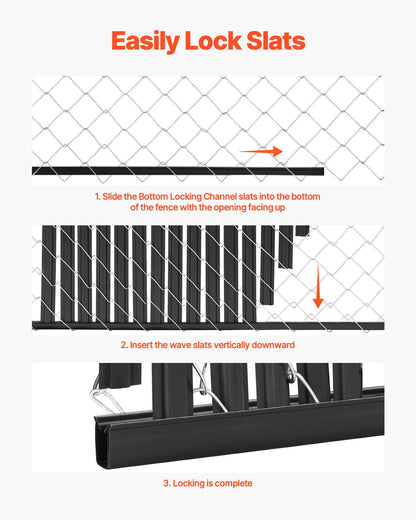 Chain Link Fence Privacy Slats Double Wall with Wings for 8' High Fence