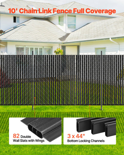 Chain Link Fence Privacy Slats Double Wall with Wings for 6' High Fence