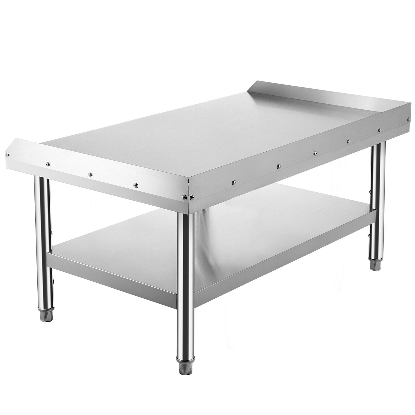 Grillställ i rostfritt stål, 48 x 30 x 24 tum rostfritt bord, Grillbord med justerbar förvaringshylla, Utrustningsställ Grillbord för hotell, hem, restaurangkök