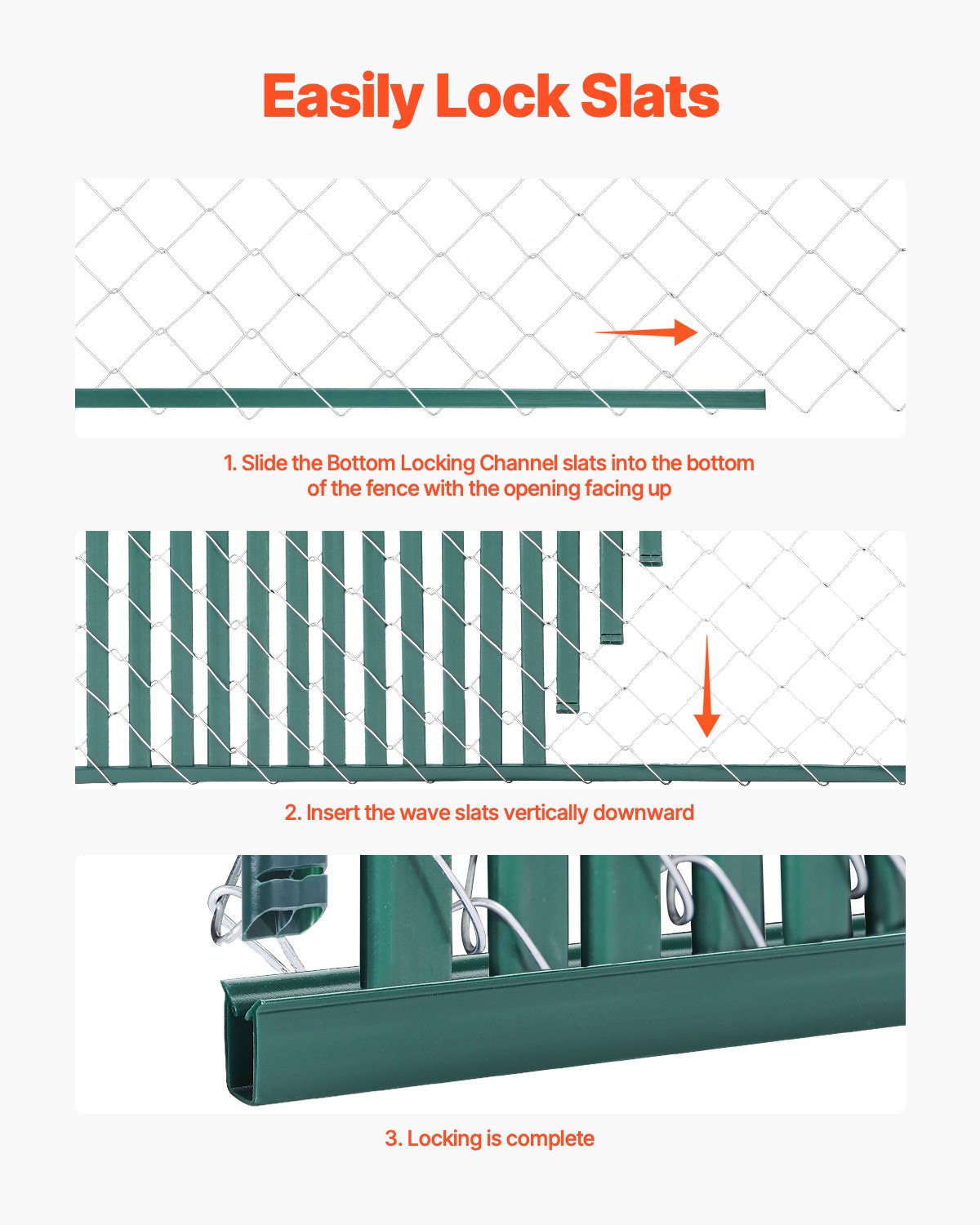 Chain Link Fence Privacy Slats Double Wall for 4' High Fence Bottom Lock