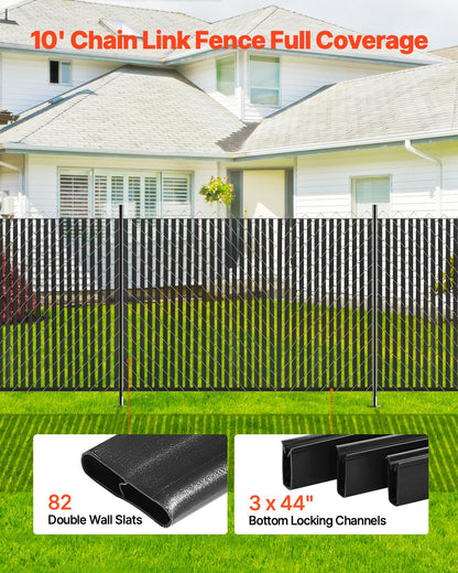 Chain Link Fence Privacy Slats Double Wall for 6' High Fence Bottom Lock