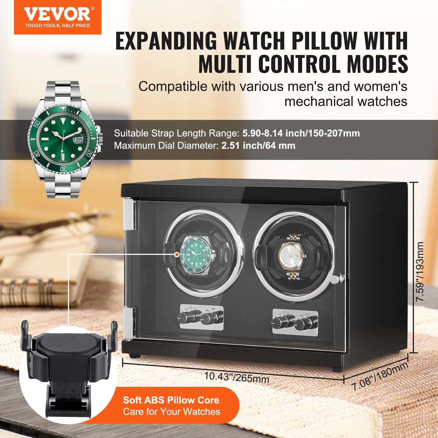Watch Winder Dual Watch Winder för automatisk klocka med 2 Mabuchi-motorer
