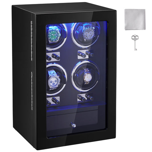 Watch Winder för 4 automatiska klockor med 4 tysta japanska Mabuchi-motorer