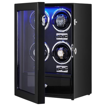Watch Winder för 4 automatiska klockor med 4 tysta japanska Mabuchi-motorer