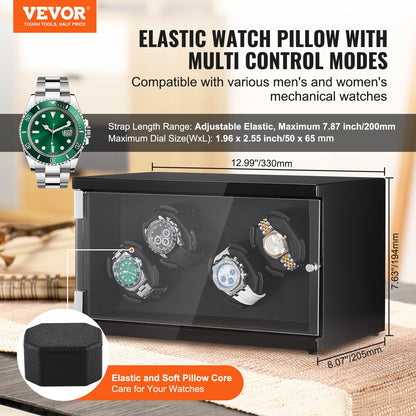 Watch Winder for 4 automatic watches with 2 silent Japanese Mabuchi motors