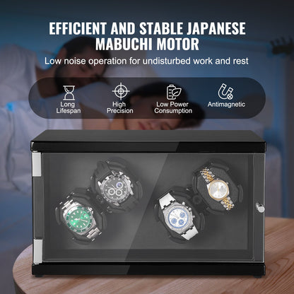 Watch Winder for 4 automatic watches with 2 silent Japanese Mabuchi motors