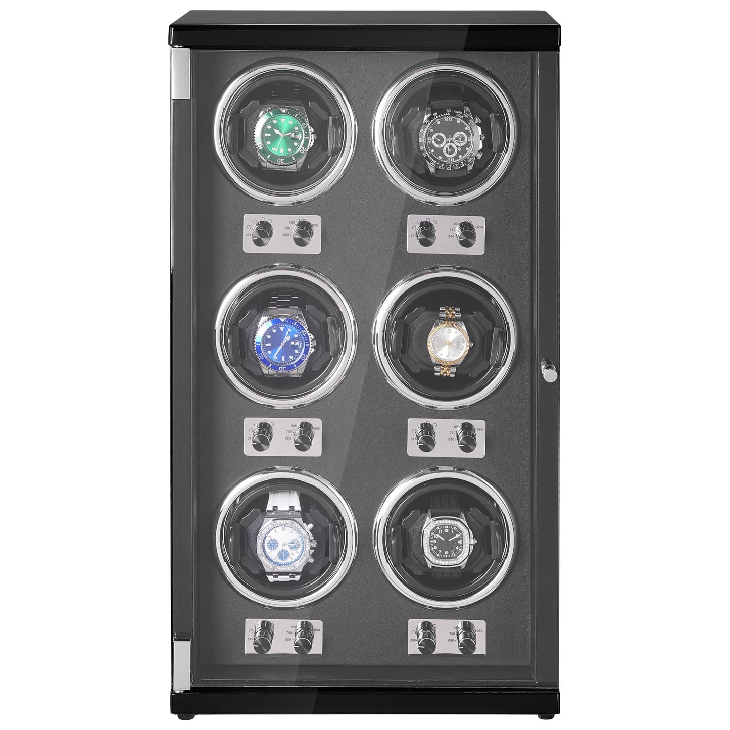 Watch Winder för 6 automatiska klockor med 6 tysta japanska Mabuchi-motorer