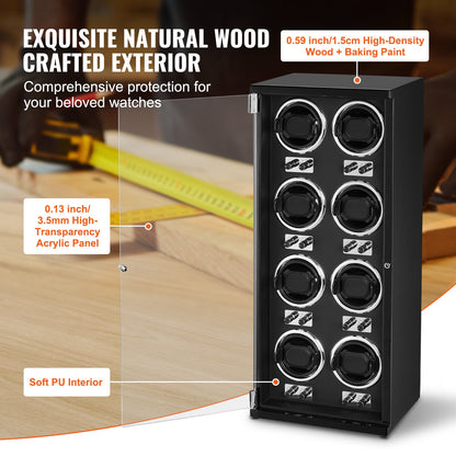 Watch Winder for 8 automatic watches with 8 silent Japanese Mabuchi motors