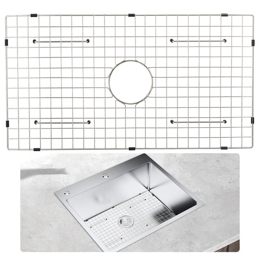 Diskbänksskyddsgaller, 28,5" x 15,6" diskbänksgaller i rostfritt stål, centrerade avloppsgaller med R20 hörnradie, stora diskbänksbottengaller, universell skålhylla Diskbänkstillbehör för diskbänk