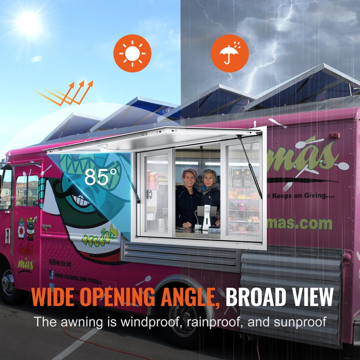 60"L x 36"W Concession Stand Serving Window Food Truck Service Awning