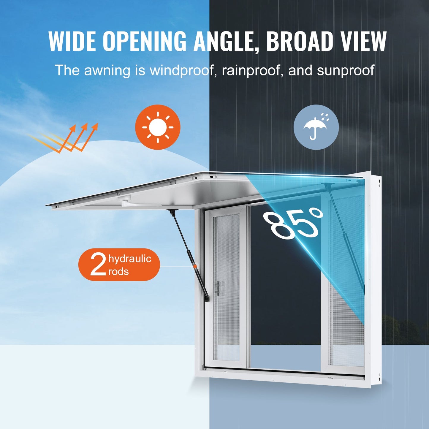 48"L x 36"W Concession Stand Serving Window Food Truck Service Awning