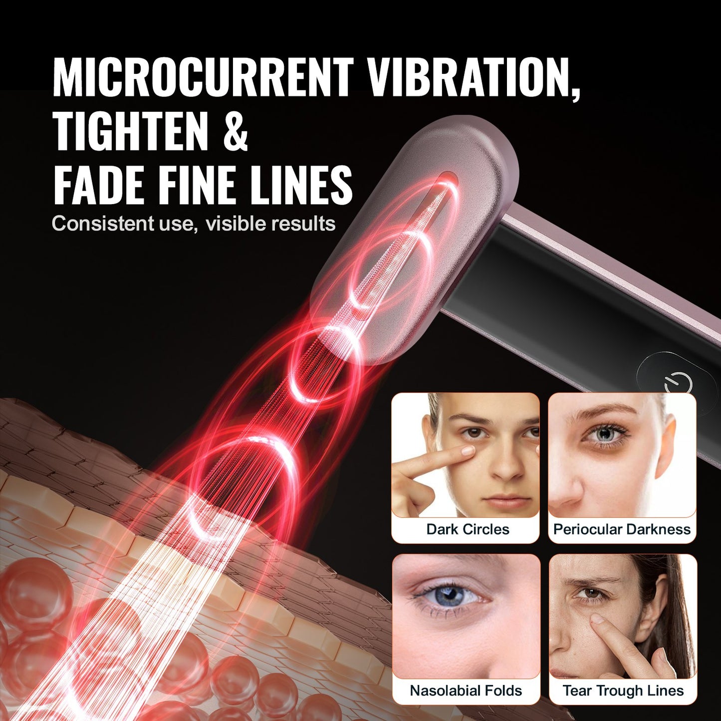 Red Light Therapy Wand 7-färgs LED-ljusterapi för ansikte, hals och ögon