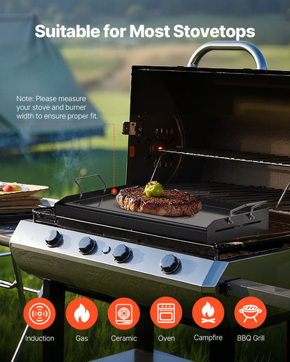 24x16 in Flat Top Griddle Carbon Steel Universal BBQ Grill Pan Cookware