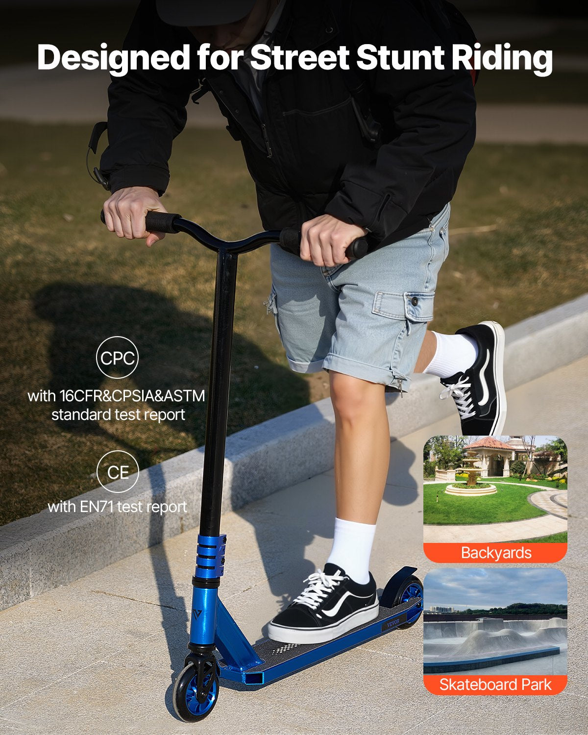 Stunt Scooter Street Trick Scooter för barn Vuxna Dubbellagersdäck