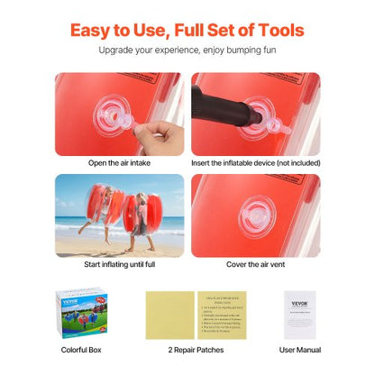 2-pack 3FT/0.9M Uppblåsbara Bumperbollar PVC Body Sumo Zorbboll Utomhus |  EU