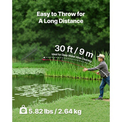 61x22,5 cm ogräskratta för damm, dubbelsidig ogräskratta för sjön, 9 meter rep |  EU