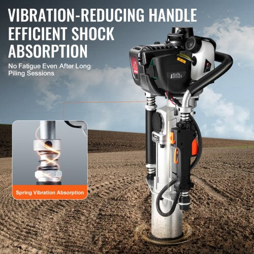 37,77cc bensindriven T-stolpsdrivare, 4-taktsmotor bensindriven staketpålningsmaskin, med 3-stolpsdrivhuvud (45/55/88 mm), 1000W bärbar påldrivare för gård, ranchstängsel, vägförbättringar |  EU