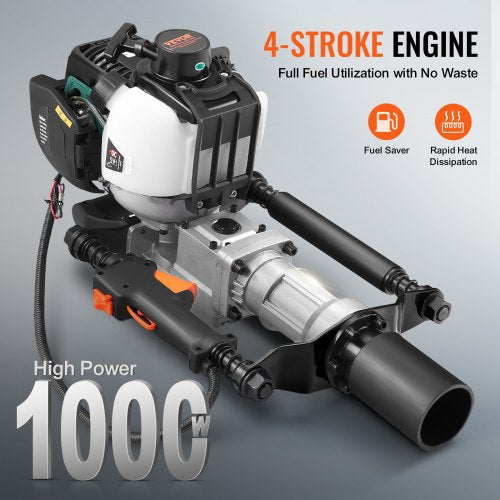 37,77cc bensindriven T-stolpsdrivare, 4-taktsmotor bensindriven staketpålningsmaskin, med 2 stolpars drivhuvud (55/70 mm), 1000W bärbar påldrivare för gård, ranchstängsel, vägförbättringar |  EU