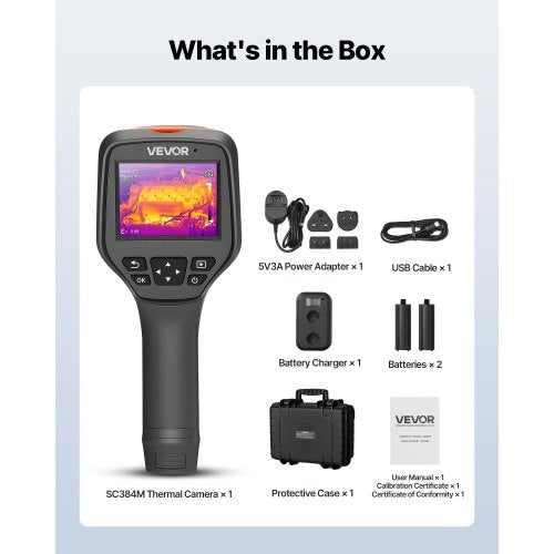 Värmekamera, 384 x 288 IR-upplösning, Handhållen värmekamera med 5MP visuell kamera, 30Hz uppdateringsfrekvens infraröd bildskärm med 3,5-tums pekskärm, -4°F till 1022°F, WIFI-stöd |  EU