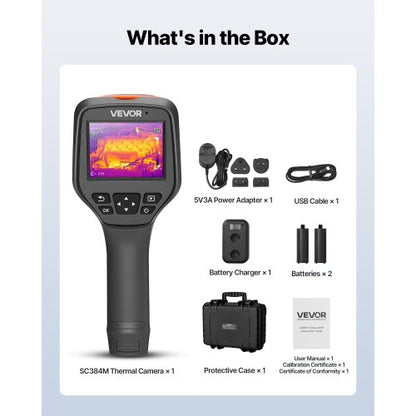 Värmekamera, 384 x 288 IR-upplösning, Handhållen värmekamera med 5MP visuell kamera, 30Hz uppdateringsfrekvens infraröd bildskärm med 3,5-tums pekskärm, -4°F till 1022°F, WIFI-stöd |  EU