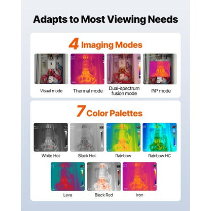 Värmekamera, 256 x 192 IR-upplösning, Handhållen värmekamera med 2MP visuell kamera, 25Hz uppdateringsfrekvens infraröd bildskärm med 3,5-tums pekskärm, -4°F till 1022°F, WIFI-stöd |  EU