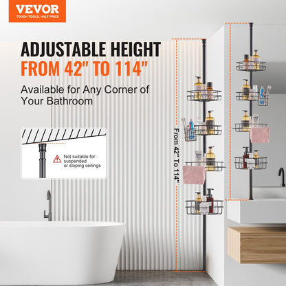 42" to 114" high shower enclosure Caddy tension rod Rustproof tension rod