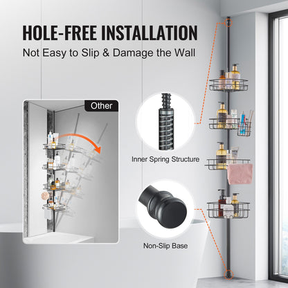 42" to 114" high shower enclosure Caddy tension rod Rustproof tension rod