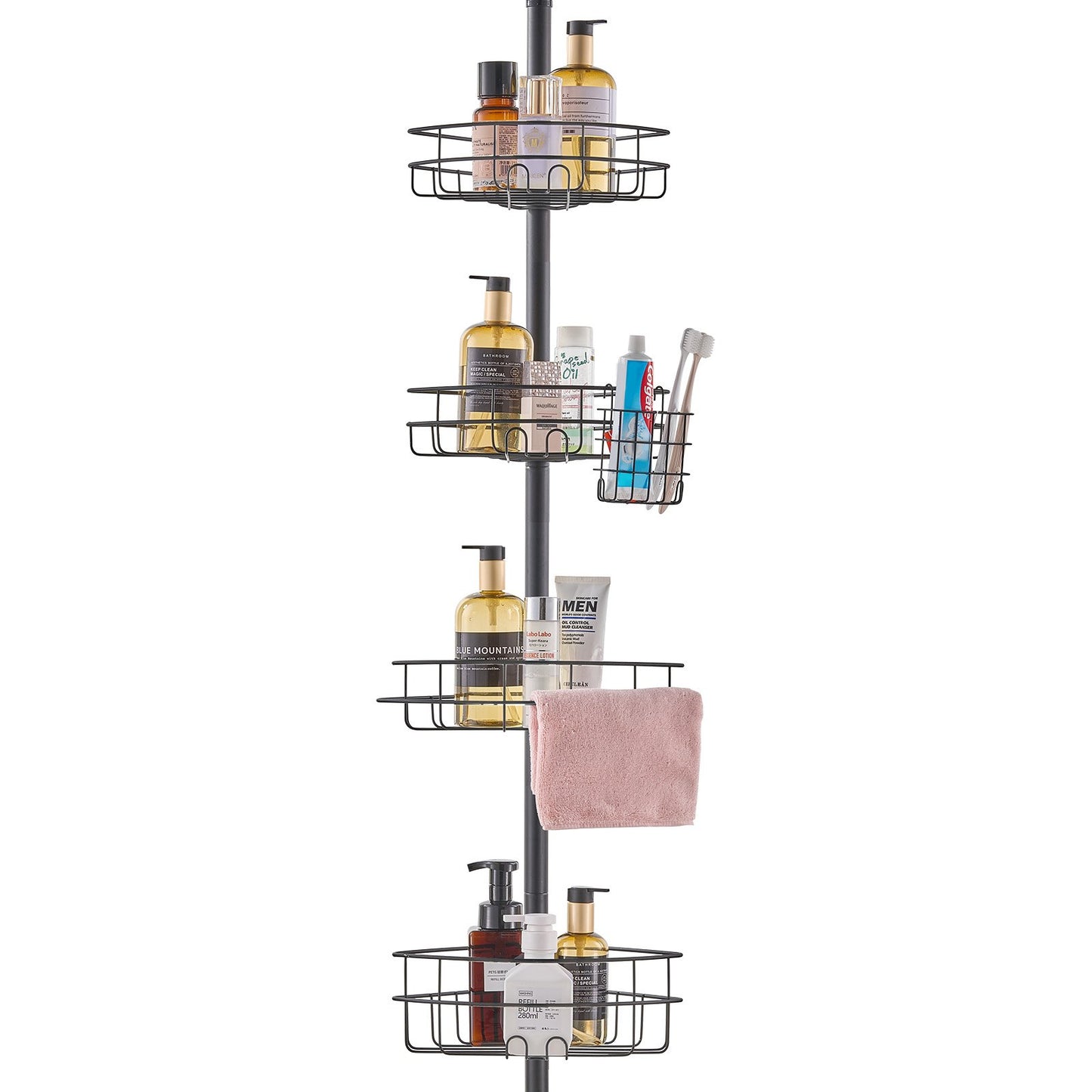 42" to 114" high shower enclosure Caddy tension rod Rustproof tension rod
