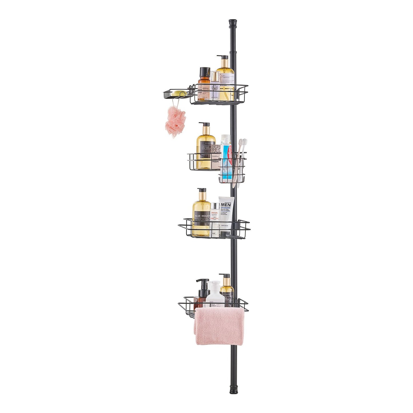 42" to 114" high shower enclosure Caddy tension rod Rustproof tension rod