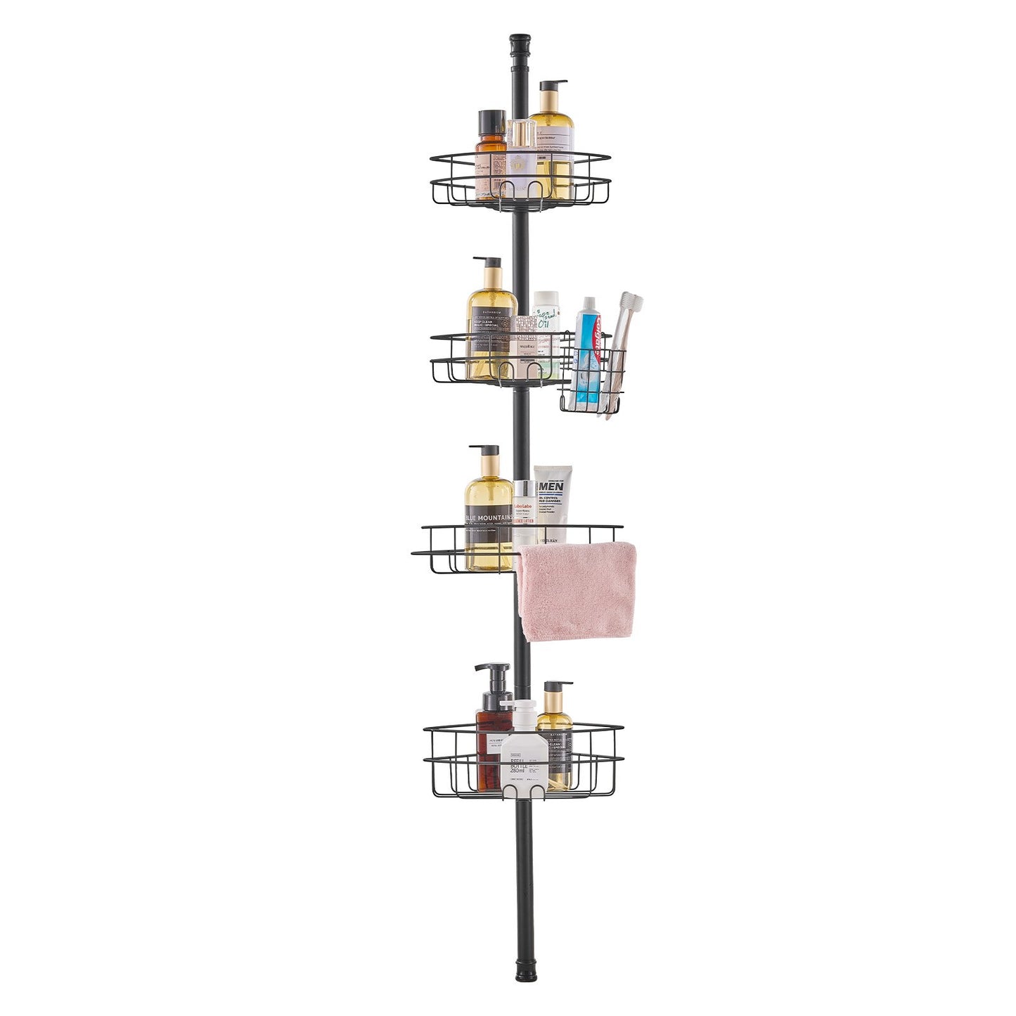 56" till 114" High Shower Corner Caddy Spännstång Rostsäker Spännstång