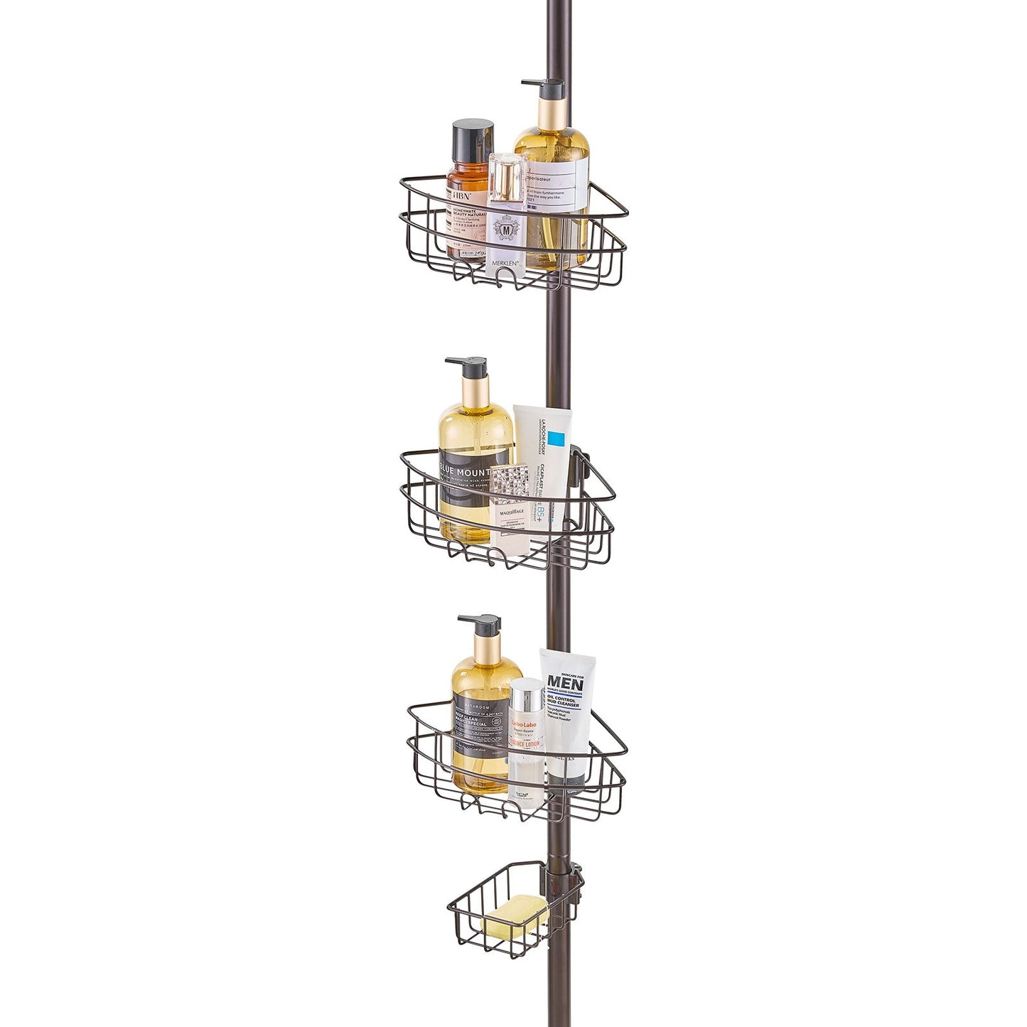 39" to 125" High Shower Corner Caddy Tension Rod Stainless Steel Tension Rod