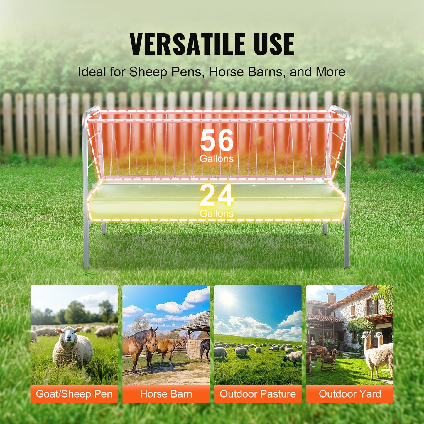 Livestock hay feeder 2 in 1 grain and hay feeder 80 liters for sheep