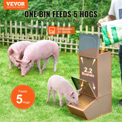 Hog Feeder 2.2 Bushel Metal Double Door Pig Feeder Feeds up to 5 Pigs
