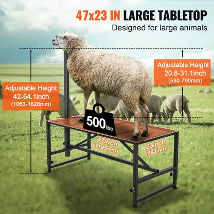 Viehstand Ziegentrimmstand 21"-33" Höhe 47x23 in Tischplatte Schwarz