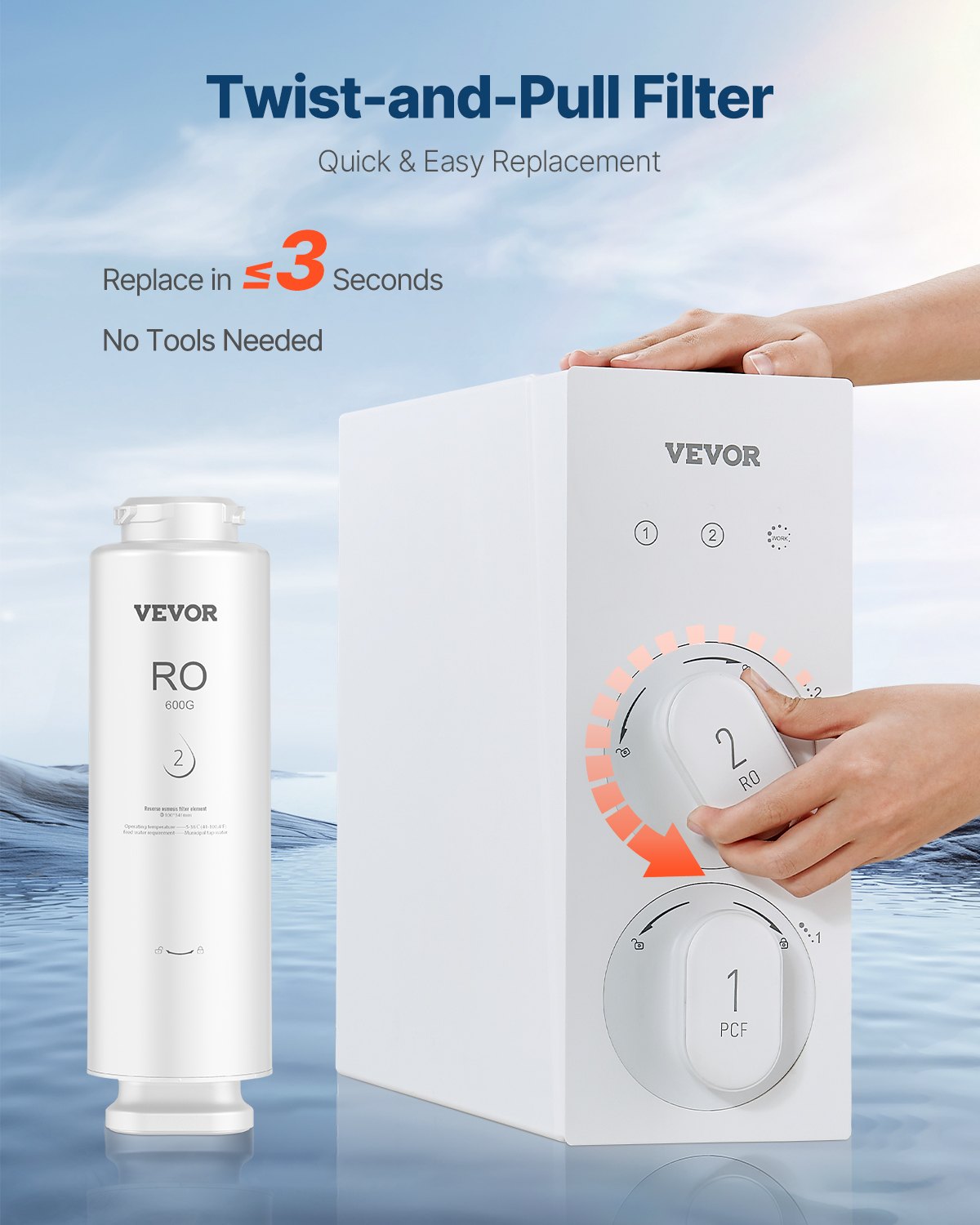 System för omvänd osmos ersättning för SS-004 Under Sink Vattenfilter