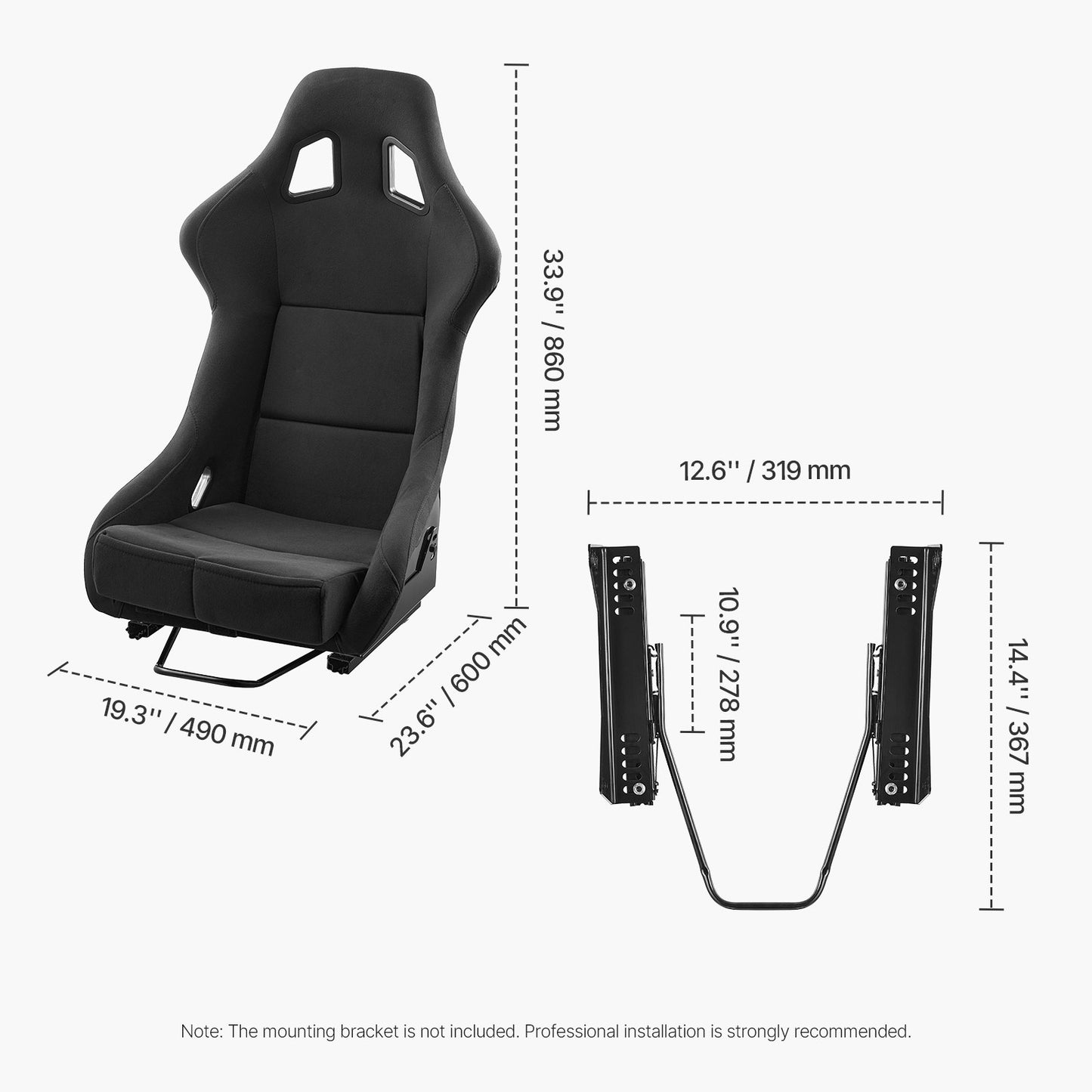 1 Set Racing Seat Integrated Racing Chair with Velour Fabric &amp; Slider