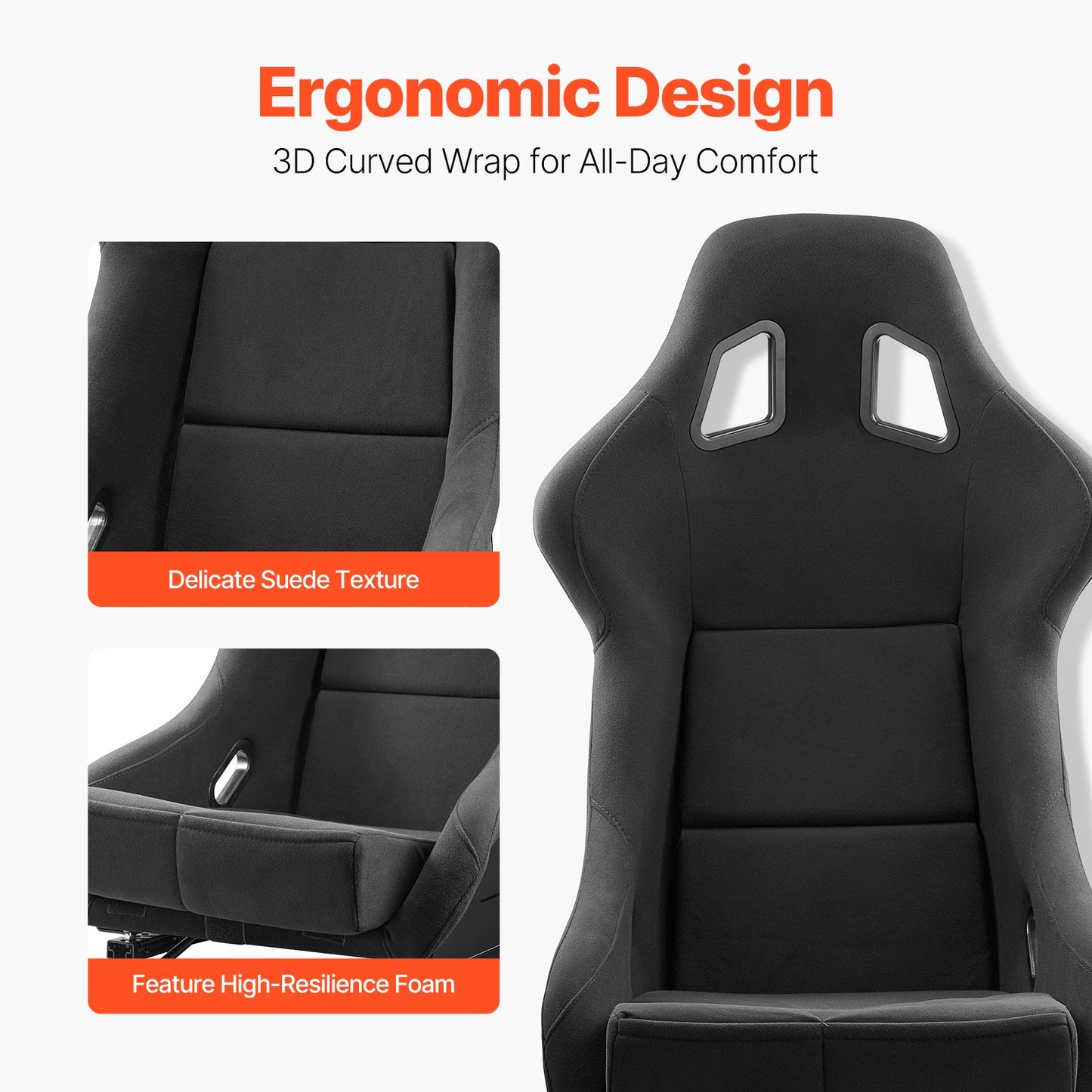 1 Set Racing Seat Integrated Racing Chair with Velour Fabric &amp; Slider