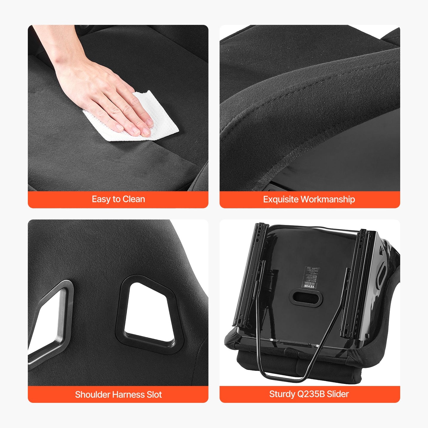1 Set Racing Seat Integrated Racing Chair with Velour Fabric &amp; Slider