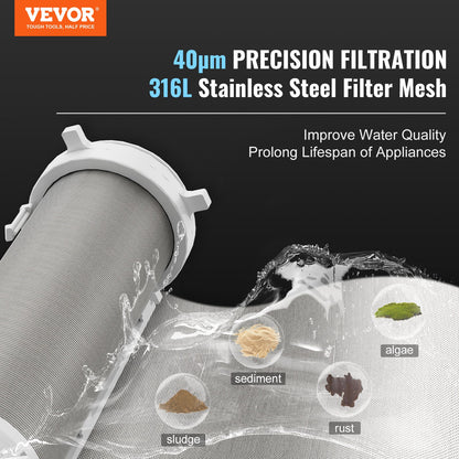 Spin Down-filter, 40 mikron helhussedimentfilter för brunnsvatten, 3/4" GM + 1" GM + 3/4" GF, 4 T/H hög flödeshastighet, för vattenfiltreringssystem i hela huset, brunnsvattensedimentfilter