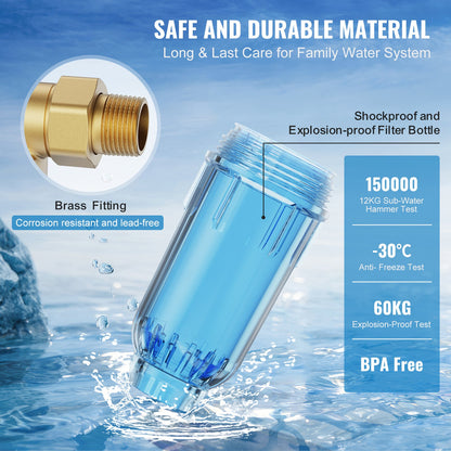 Spin Down-filter, 40 mikron helhussedimentfilter för brunnsvatten, 3/4" GM + 1" GM + 3/4" GF, 4 T/H hög flödeshastighet, för vattenfiltreringssystem i hela huset, brunnsvattensedimentfilter