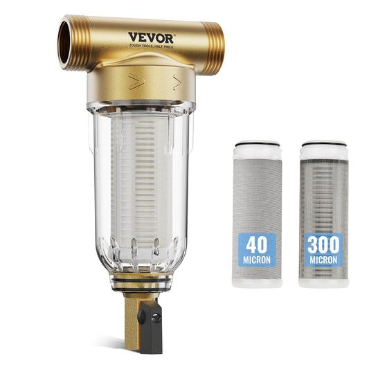 Spin Down Filter, 40 Micron + 30 Micron Fine Filtration, Whole House Sediment Filter for Well Water, 3/4" GF + 1" GM, 4 T/H High Flow Rate, for Whole House Water Filtration System