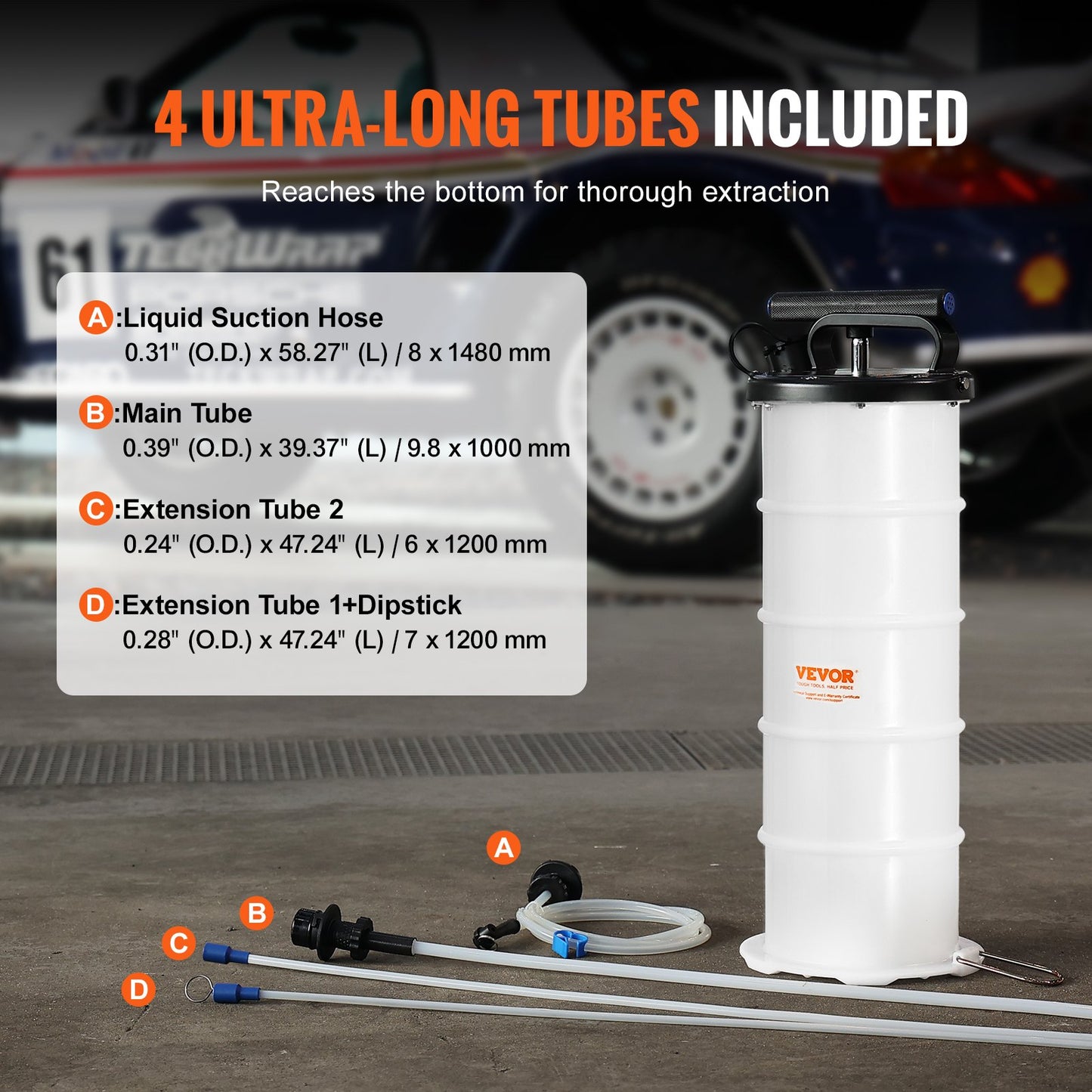 Liquid Extractor, 1.74 Gallons (6.5 Liters), Manual Hand Operated Oil Changer Vacuum Liquid Extractor with Dipstick and Hose, Oil Extraction Pump for Vacuum Evacuation of Automotive Fluids