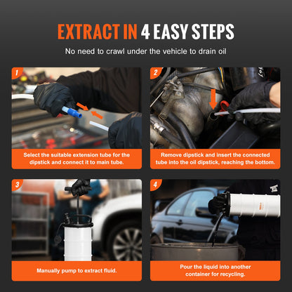 Liquid Extractor, 1.74 Gallons (6.5 Liters), Manual Hand Operated Oil Changer Vacuum Liquid Extractor with Dipstick and Hose, Oil Extraction Pump for Vacuum Evacuation of Automotive Fluids